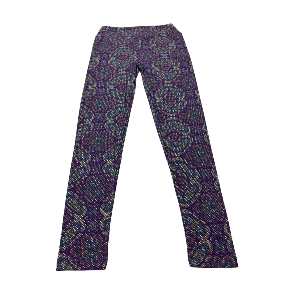 LuLaRoe Purple Kaleidoscope Medallion Leggings One Size OS High Waisted Soft